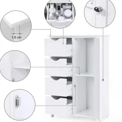 Hoge Kasten-Bobbel Home Badkamerkast - 4 Lades - MDF - Wit