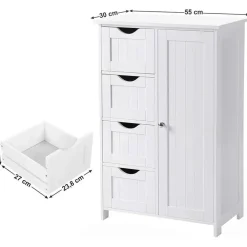Hoge Kasten-Bobbel Home Badkamerkast - 4 Lades - MDF - Wit