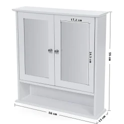 Spiegelkasten-ACAZA Badkamerkast met twee spiegels - 56x13x58 cm - wit