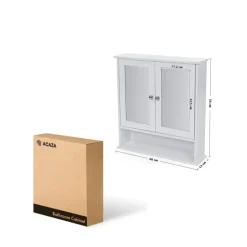 Spiegelkasten-ACAZA Badkamerkast met twee spiegels - 56x13x58 cm - wit