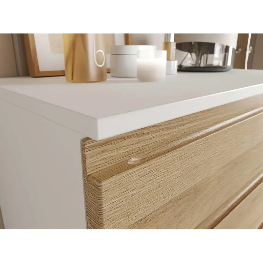 Hoge Kasten-Germania Badkamerkast Torres 60cm met 2 deuren & 2 lades - eikdecor/wit