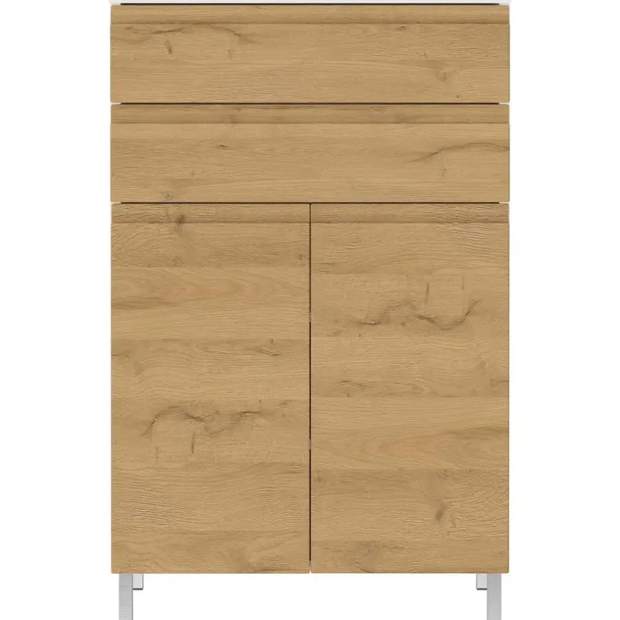 Hoge Kasten-Germania Badkamerkast Torres 60cm met 2 deuren & 2 lades - eikdecor/wit