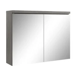 Spiegelkasten-Badplaats Badkamerkast Paso 80 x 20 x 60 cm - Grijs Eiken - Spiegelkast Badkamer