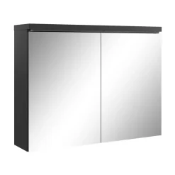 Spiegelkasten-Badplaats Badkamerkast Paso 80 x 20 x 60 cm - Zwart - Spiegelkast Badkamer