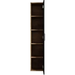 Badplaats Badkamerkast Pluto 30 x 30 x 150 cm - Kastanje Eiken met Zwart -