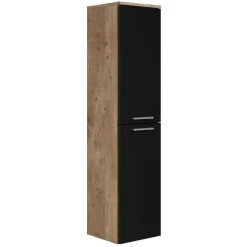 Badplaats Badkamerkast Saturnus 35 x 35 x 130 cm - Kastanje Eiken met Zwart -