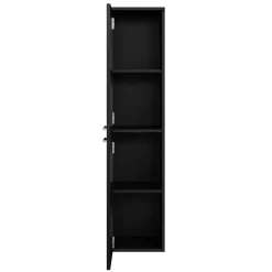 Hoge Kasten-Badplaats Badkamerkast Saturnus 35 x 35 x 130 cm - Zwart - Hangende Kolomkast