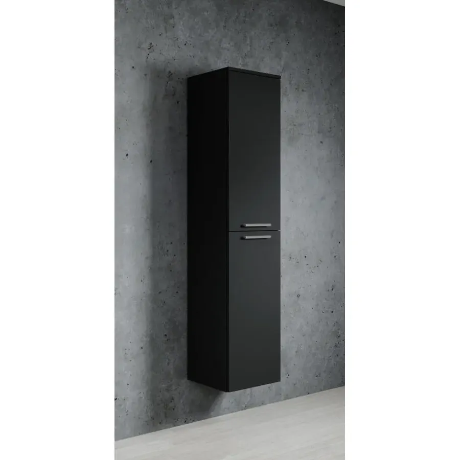 Hoge Kasten-Badplaats Badkamerkast Venus 30 x 30 x 160 cm - Zwart - Hangende Kolomkast met