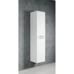 Hoge Kasten-Badplaats Badkamerkast Venus 30 x 30 x 160 cm - Wit - Hangende Kolomkast met