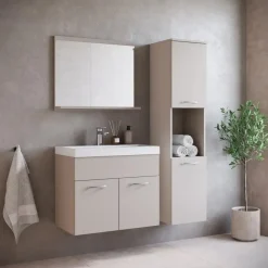 Badmeubelsets-Badplaats Badkamermeubel Set Montreal 60 x 35 cm - Beige - Badmeubel met spiegel