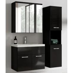 Badmeubelsets-Badplaats Badkamermeubel Set Montreal 60 cm - Zwart Hoogglans - Badmeubel met