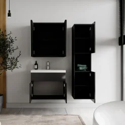 Badmeubelsets-Badplaats Badkamermeubel Set Montreal 60 cm - Zwart Hoogglans - Badmeubel met