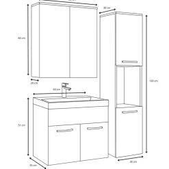 Badmeubelsets-Badplaats Badkamermeubel Set Montreal 60 cm - Zwart Hoogglans - Badmeubel met