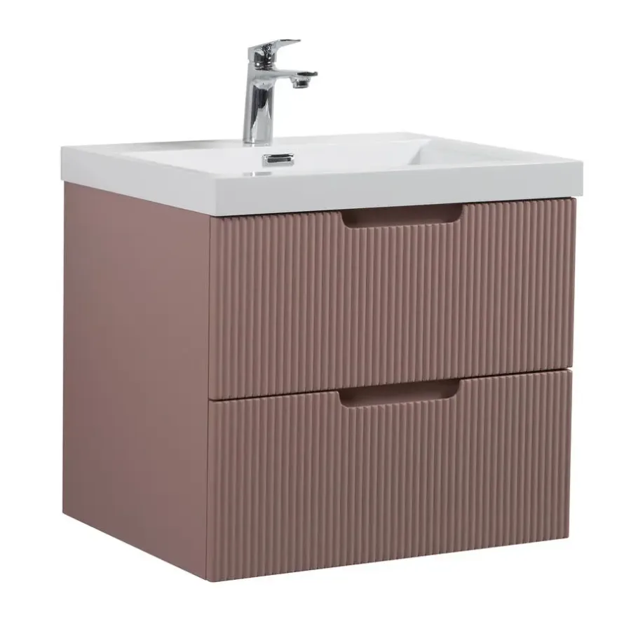 Badplaats Badkamermeubel Set Thermis 60cm - Roze - Badmeubel met Wastafel