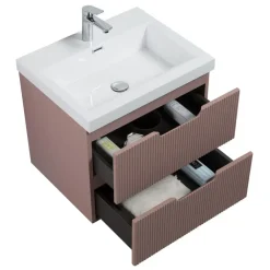 Badplaats Badkamermeubel Set Thermis 60cm - Roze - Badmeubel met Wastafel