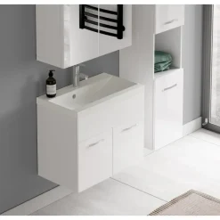 Badmeubelsets-Badplaats Badkamermeubel Set Montreal 60 cm - Wit Hoogglans - Badmeubel met
