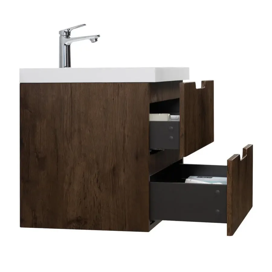 Badplaats Badkamermeubel Set Thermis 100cm - Walnoot Bruin - Badmeubel met