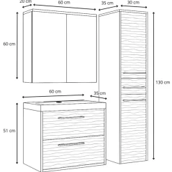 Badmeubelsets-Badplaats Badkamermeubel Set Etna 60 cm – Mat Zwart – Hangend Badmeubel met