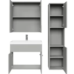 Badplaats Badkamermeubel Set Montreal 60 cm - Mat Grijs - Badmeubel met