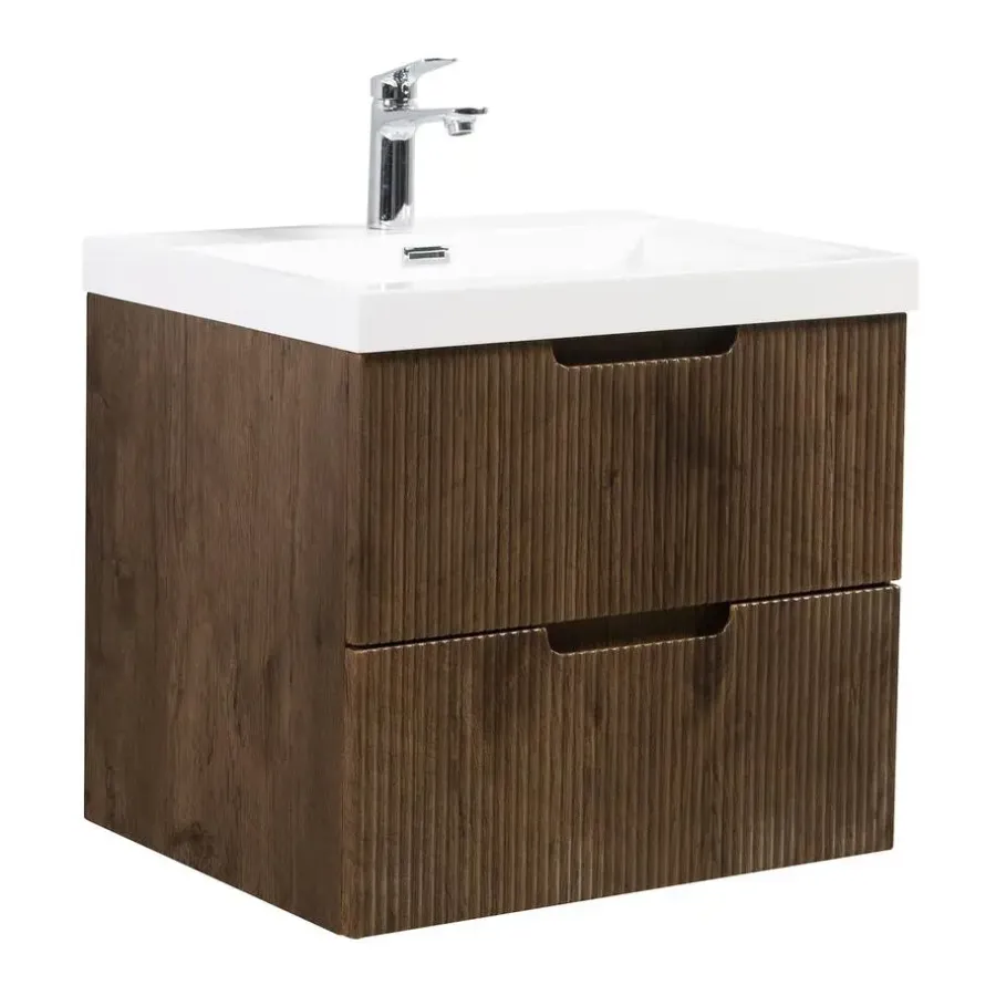 Badmeubelsets-Badplaats Badkamermeubel Set Thermis 60cm - Walnoot Bruin - Badmeubel met