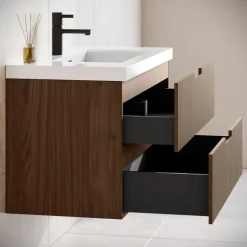 Badmeubelsets-Badplaats Badkamermeubel Set Thermis 60cm - Walnoot Bruin - Badmeubel met