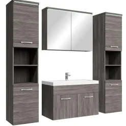 Badmeubelsets-Badplaats Badkamermeubel Set Paso XL 80 x 40 cm - Grijs Eiken - Badmeubel met