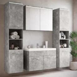 Badmeubelsets-Badplaats Badkamermeubel Set Paso XL 80 x 40 cm - Beton Grijs - Badmeubel met