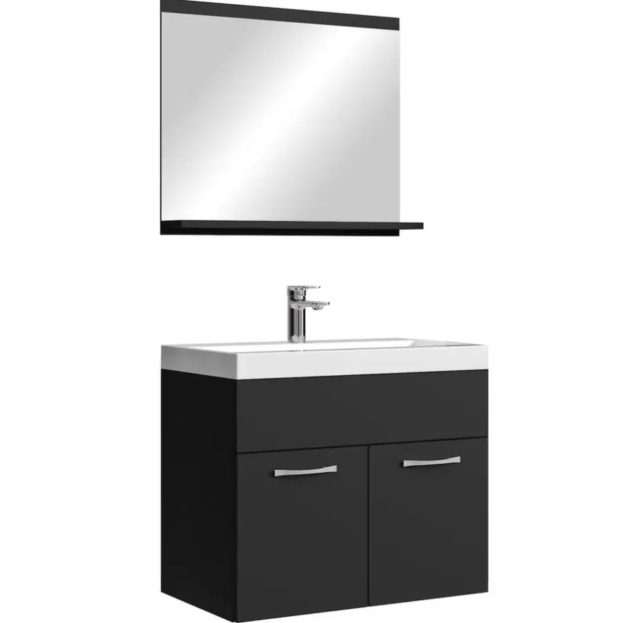 Badmeubelsets-Badplaats Badkamermeubel Montreal Set 02 60 x 35 cm - Mat zwart - Badmeubel met
