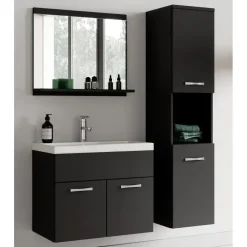 Badmeubelsets-Badplaats Badkamermeubel Montreal Set 02 60 x 35 cm - Mat zwart - Badmeubel met