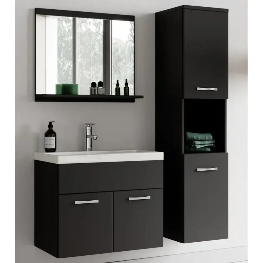 Badmeubelsets-Badplaats Badkamermeubel Montreal Set 02 60 x 35 cm - Mat zwart - Badmeubel met