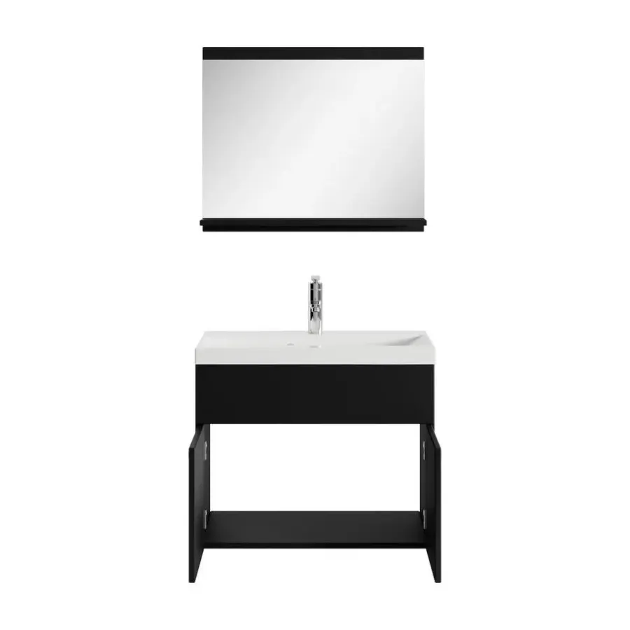 Badmeubelsets-Badplaats Badkamermeubel Montreal Set 02 60 x 35 cm - Mat zwart - Badmeubel met