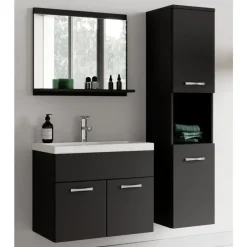 Badplaats Badkamermeubel Montreal 60 x 35 cm – Mat Zwart – Wastafel met