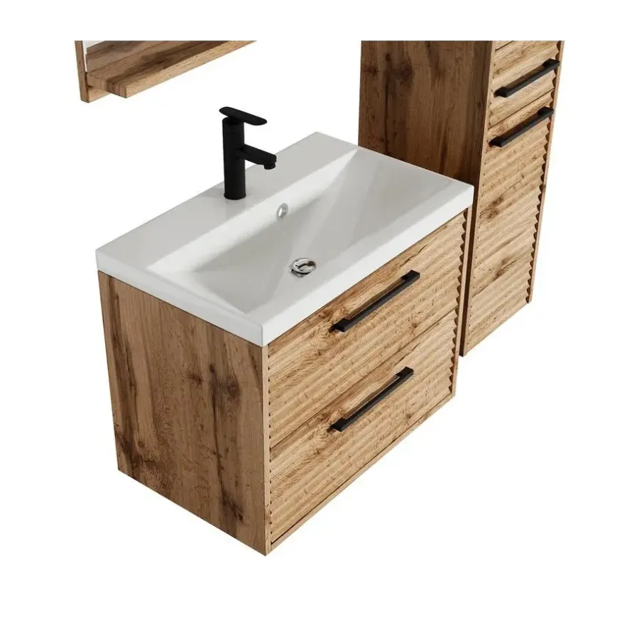 Badmeubelsets-Badplaats Badkamermeubel Set Etna 60 cm – Eiken – Hangend Badmeubel met