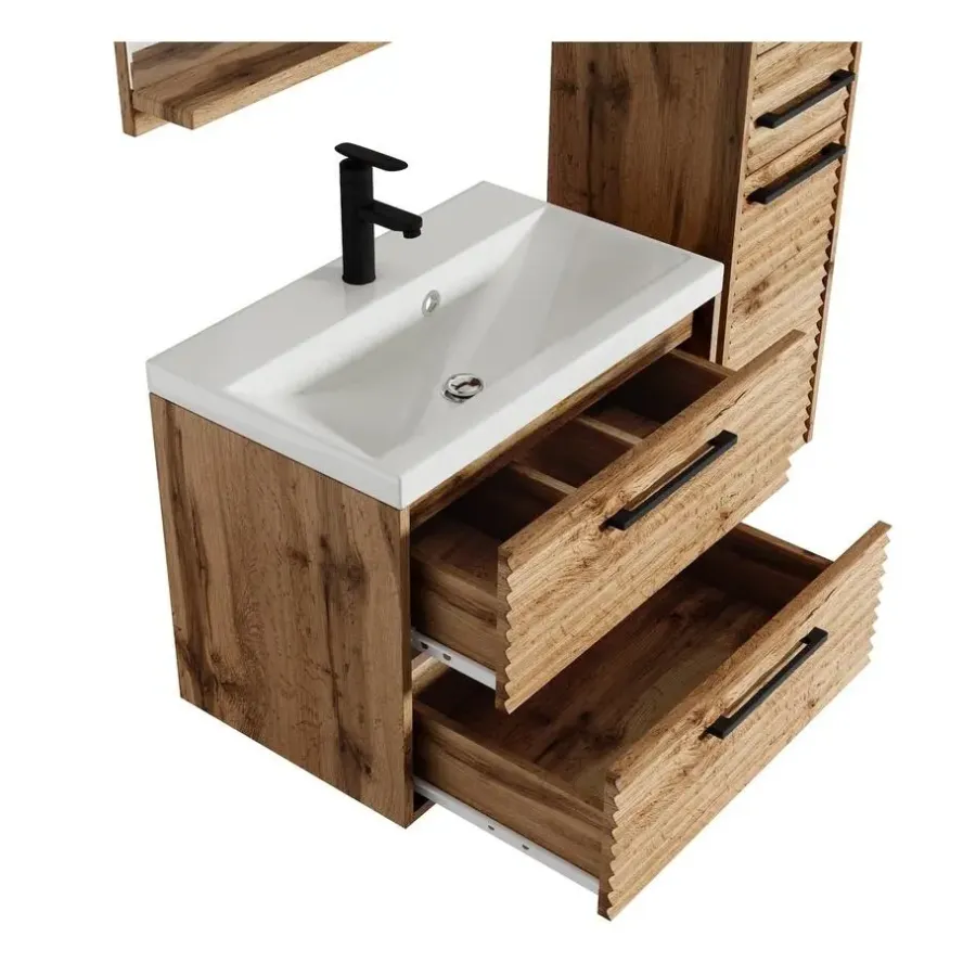 Badmeubelsets-Badplaats Badkamermeubel Set Etna 60 cm – Eiken – Hangend Badmeubel met
