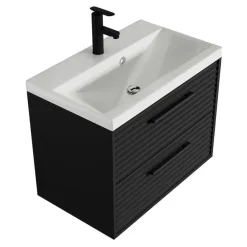 Badmeubelsets-Badplaats Badkamermeubel Set Etna 01 60 cm – Mat Zwart – Hangend Wastafelmeubel