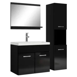 Badplaats Badkamermeubel Set Montreal 60 x 35 cm - Zwart Hoogglans - Badmeubel