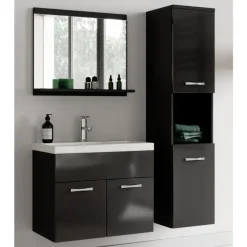 Badplaats Badkamermeubel Montreal 60 x 35 cm – Zwart Hoogglans – Wastafel met