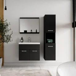 Badplaats Badkamermeubel Set Montreal 60 x 35 cm - Mat zwart - Badmeubel met