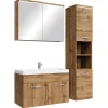 Badmeubelsets-Badplaats Badkamermeubel Set Paso 80 x 40 cm - Eiken - Badmeubel met spiegelkast