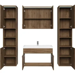 Badplaats Badkamermeubel Set Paso XL 80 x 40 cm - Bruin Eiken - Badmeubel met