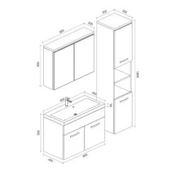 Badplaats Badkamermeubel Set Paso XL 80 x 40 cm - Bruin Eiken - Badmeubel met