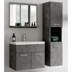 Badplaats Badkamermeubel Set Montreal 60 x 35 cm - Grijs - Badmeubel met spiegel