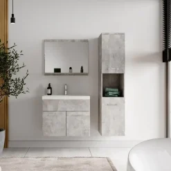 Badplaats Badkamermeubel Set Montreal 60 x 35 cm - Beton Grijs - Badmeubel met