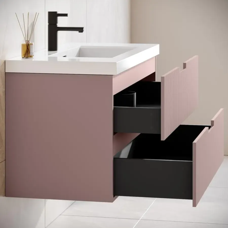 Badmeubelsets-Badplaats Badkamermeubel Set Thermis 80cm - Roze - Badmeubel met Wastafel
