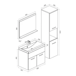 Badmeubelsets-Badplaats Badkamermeubel Set Montreal 60 x 35 cm - Eiken met Zwart - Badmeubel