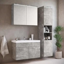 Badplaats Badkamermeubel Set Paso 80 x 40 cm - Beton Grijs - Badmeubel met