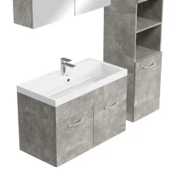 Badplaats Badkamermeubel Set Paso 80 x 40 cm - Beton Grijs - Badmeubel met
