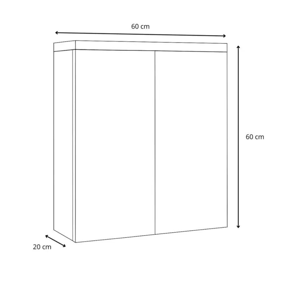 Badplaats Spiegelkast Toledo 60 x 20 x 60 cm - Eiken - Badkamerkast Badkamer