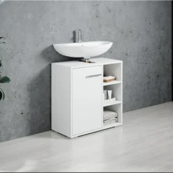 Wastafelkasten-Badplaats Wastafel Onderkast Neptunus 60 x 28 x 60 cm - Wit - Badkamerkast –