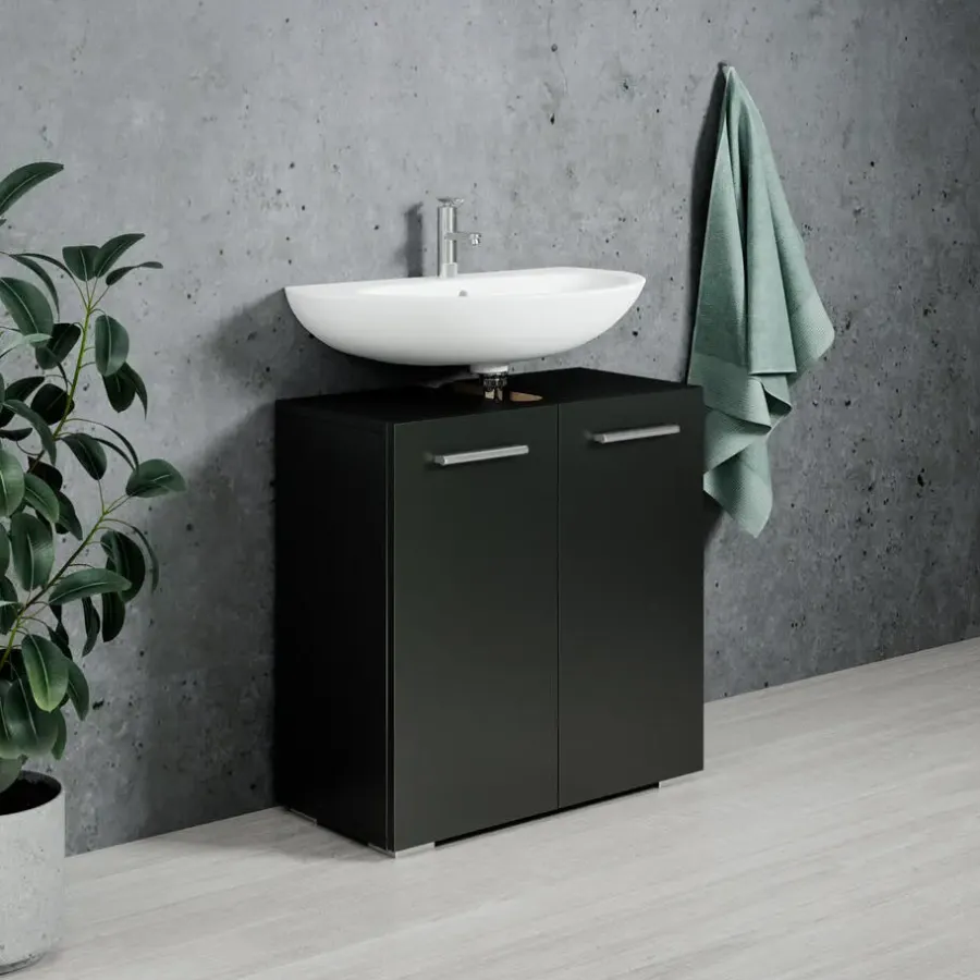 Badplaats Wastafel Onderkast Jupiter 60 x 30 x 60 cm - Zwart - Badkamerkast –